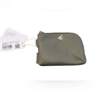 Lululemon Clippable Card Pouch Metal Gold Hardware Olive Green NWT